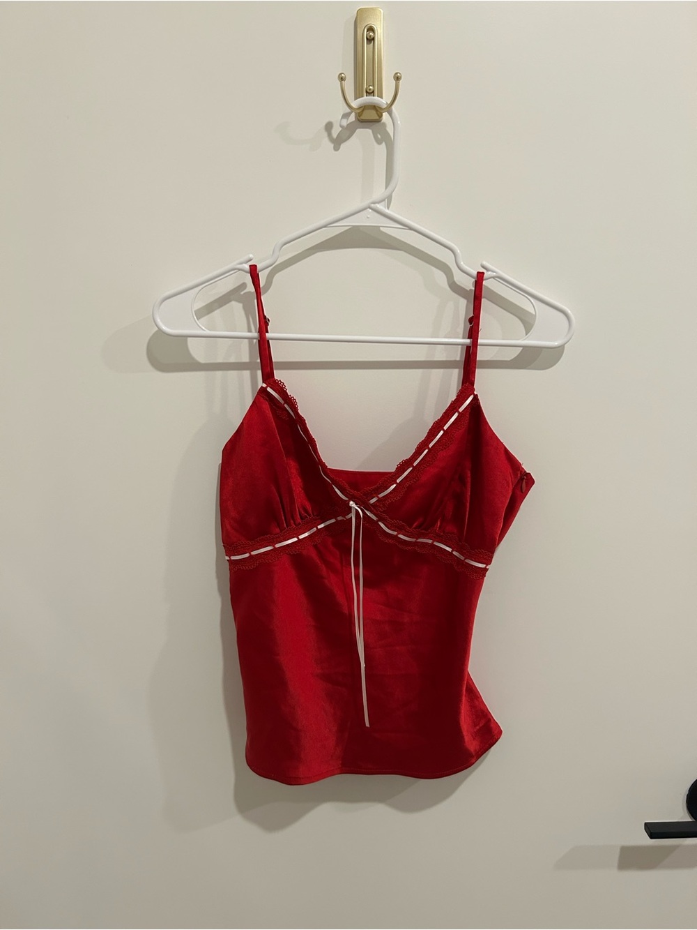 Altar'd State Red Satin Spaghetti Strap Cami with Front Tie (never worn)